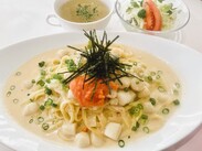 小柱と明太子のクリームパスタ